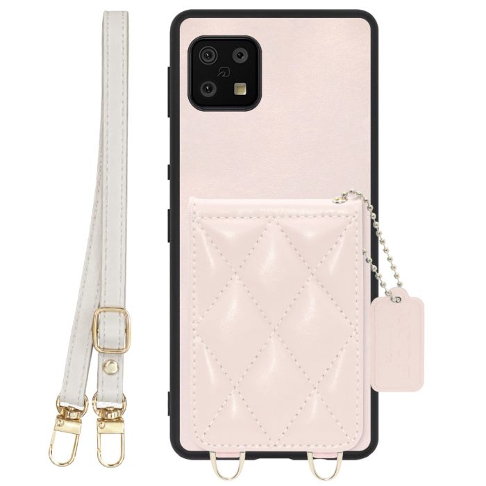 [ LOOF SWEET-SHELL SHOULDER  ] AQUOS sense6s /sense6 sense 6s 6 スマホケース キルティング加工のカードケース付き ロングストラップ付き マグネット内蔵 カード収納 本革 [ AQUOS sense6/sense6s ]