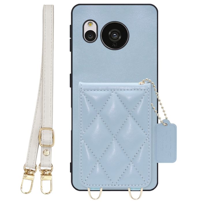 [ LOOF SWEET-SHELL SHOULDER  ] AQUOS sense7 sense 7 スマホケース キルティング加工のカードケース付き ロングストラップ付き マグネット内蔵 カード収納 本革 [ AQUOS sense7 ]