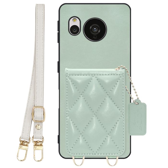 [ LOOF SWEET-SHELL SHOULDER  ] AQUOS sense7 sense 7 スマホケース キルティング加工のカードケース付き ロングストラップ付き マグネット内蔵 カード収納 本革 [ AQUOS sense7 ]
