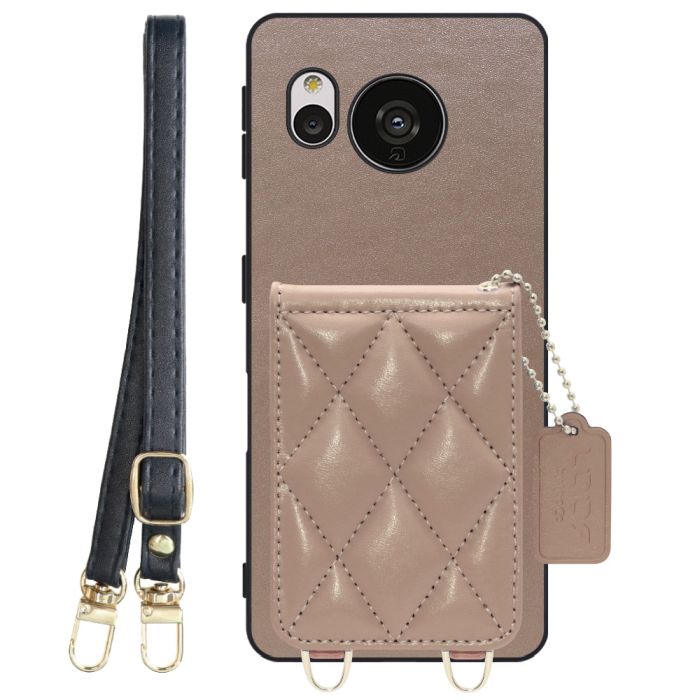 [ LOOF SWEET-SHELL SHOULDER  ] AQUOS sense7 Plus sense7plus 7plus sense 7 スマホケース キルティング加工のカードケース付き ロングストラップ付き マグネット内蔵 カード収納 本革 [ AQUOS sense7 Plus ]