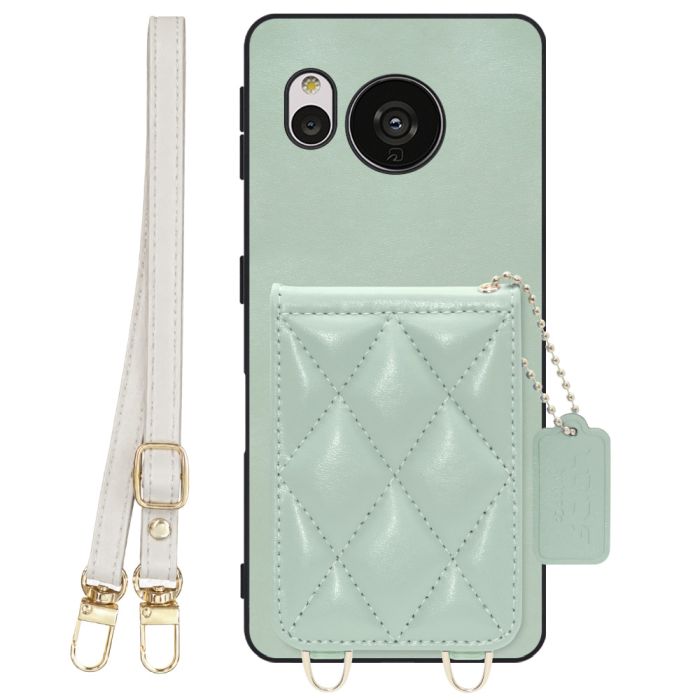 [ LOOF SWEET-SHELL SHOULDER  ] AQUOS sense7 Plus sense7plus 7plus sense 7 スマホケース キルティング加工のカードケース付き ロングストラップ付き マグネット内蔵 カード収納 本革 [ AQUOS sense7 Plus ]
