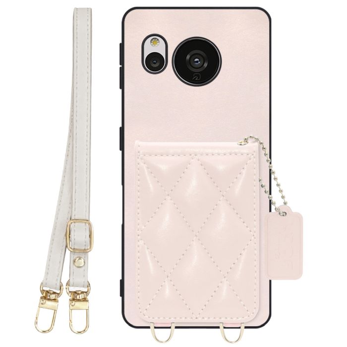 [ LOOF SWEET-SHELL SHOULDER  ] AQUOS sense7 Plus sense7plus 7plus sense 7 スマホケース キルティング加工のカードケース付き ロングストラップ付き マグネット内蔵 カード収納 本革 [ AQUOS sense7 Plus ]