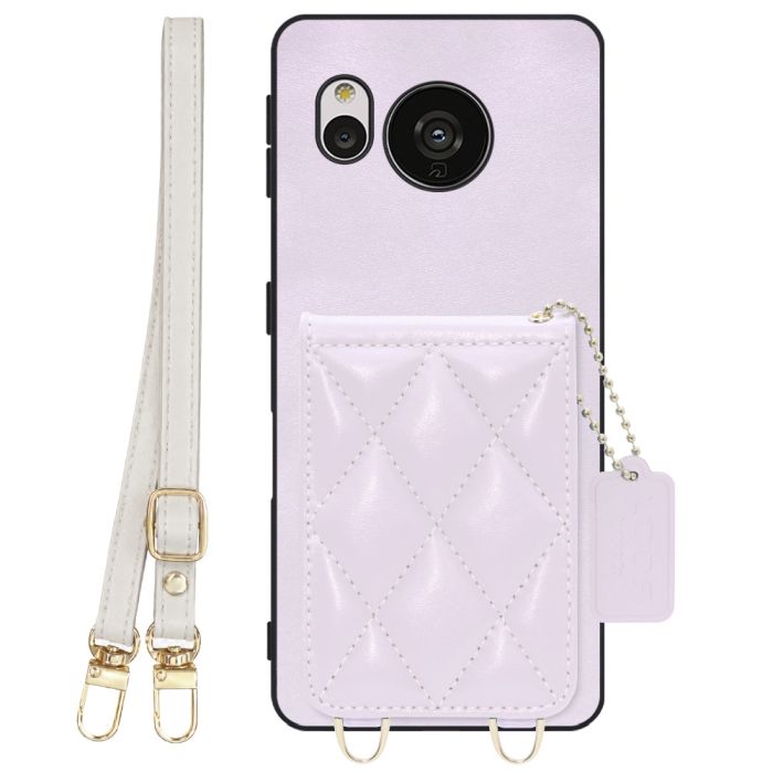 [ LOOF SWEET-SHELL SHOULDER  ] AQUOS sense7 Plus sense7plus 7plus sense 7 スマホケース キルティング加工のカードケース付き ロングストラップ付き マグネット内蔵 カード収納 本革 [ AQUOS sense7 Plus ]
