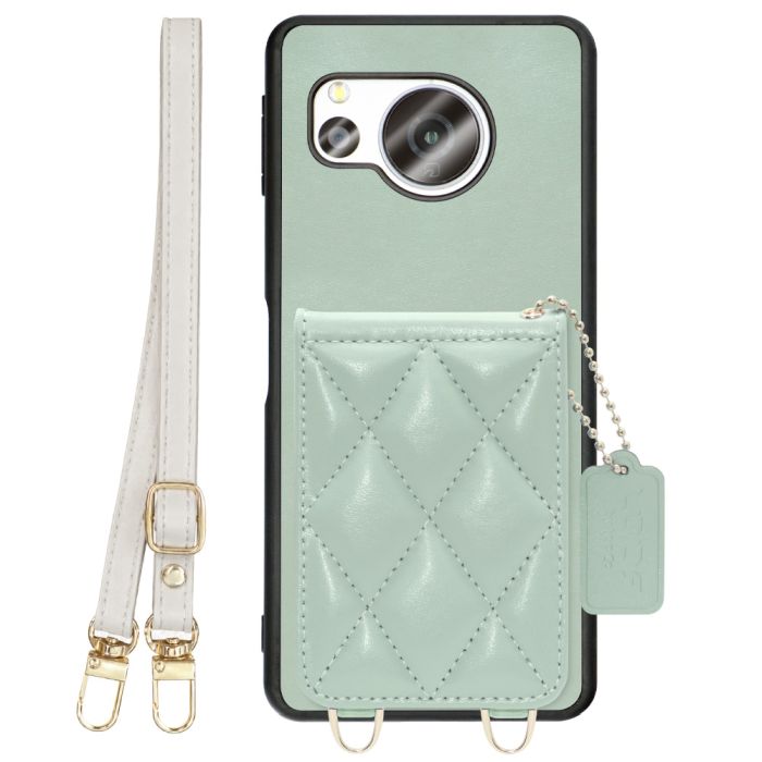 [ LOOF SWEET-SHELL SHOULDER  ] AQUOS sense8 SH-54D / SHG11 sense 8 スマホケース キルティング加工のカードケース付き ロングストラップ付き マグネット内蔵 カード収納 本革 [ AQUOS sense8 ]