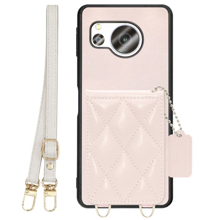 [ LOOF SWEET-SHELL SHOULDER  ] AQUOS sense8 SH-54D / SHG11 sense 8 スマホケース キルティング加工のカードケース付き ロングストラップ付き マグネット内蔵 カード収納 本革 [ AQUOS sense8 ]