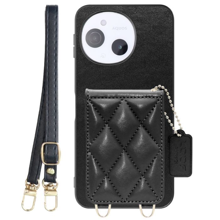 [ LOOF SWEET-SHELL SHOULDER  ] AQUOS sense9 SH-53E SHG14 SH-M2 SH-53F SH-M33 スマホケース キルティング加工のカードケース付き ロングストラップ付き マグネット内蔵 カード収納 本革 [ AQUOS sense9 / sense10 ]