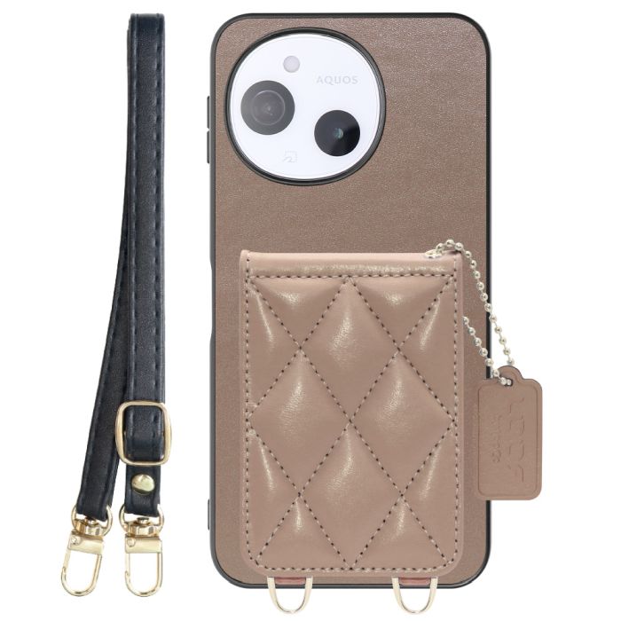[ LOOF SWEET-SHELL SHOULDER  ] AQUOS sense9 SH-53E SHG14 SH-M2 SH-53F SH-M33 スマホケース キルティング加工のカードケース付き ロングストラップ付き マグネット内蔵 カード収納 本革 [ AQUOS sense9 / sense10 ]