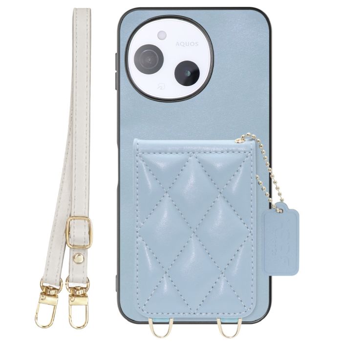 [ LOOF SWEET-SHELL SHOULDER  ] AQUOS sense9 SH-53E SHG14 SH-M2 SH-53F SH-M33 スマホケース キルティング加工のカードケース付き ロングストラップ付き マグネット内蔵 カード収納 本革 [ AQUOS sense9 / sense10 ]
