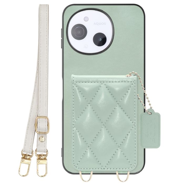 [ LOOF SWEET-SHELL SHOULDER  ] AQUOS sense9 SH-53E SHG14 SH-M2 SH-53F SH-M33 スマホケース キルティング加工のカードケース付き ロングストラップ付き マグネット内蔵 カード収納 本革 [ AQUOS sense9 / sense10 ]