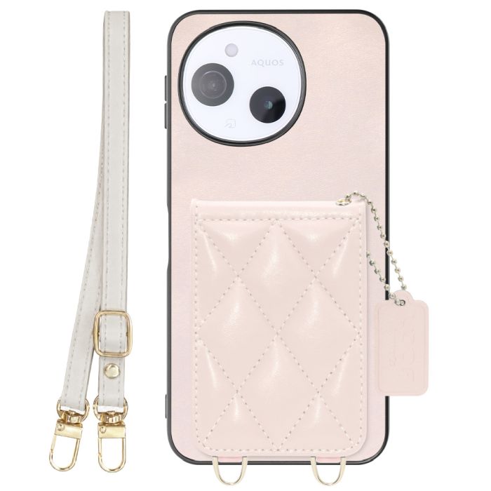 [ LOOF SWEET-SHELL SHOULDER  ] AQUOS sense9 SH-53E SHG14 SH-M2 SH-53F SH-M33 スマホケース キルティング加工のカードケース付き ロングストラップ付き マグネット内蔵 カード収納 本革 [ AQUOS sense9 / sense10 ]