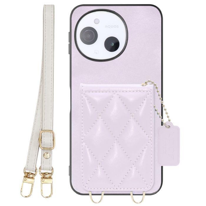 [ LOOF SWEET-SHELL SHOULDER  ] AQUOS sense9 SH-53E SHG14 SH-M2 SH-53F SH-M33 スマホケース キルティング加工のカードケース付き ロングストラップ付き マグネット内蔵 カード収納 本革 [ AQUOS sense9 / sense10 ]