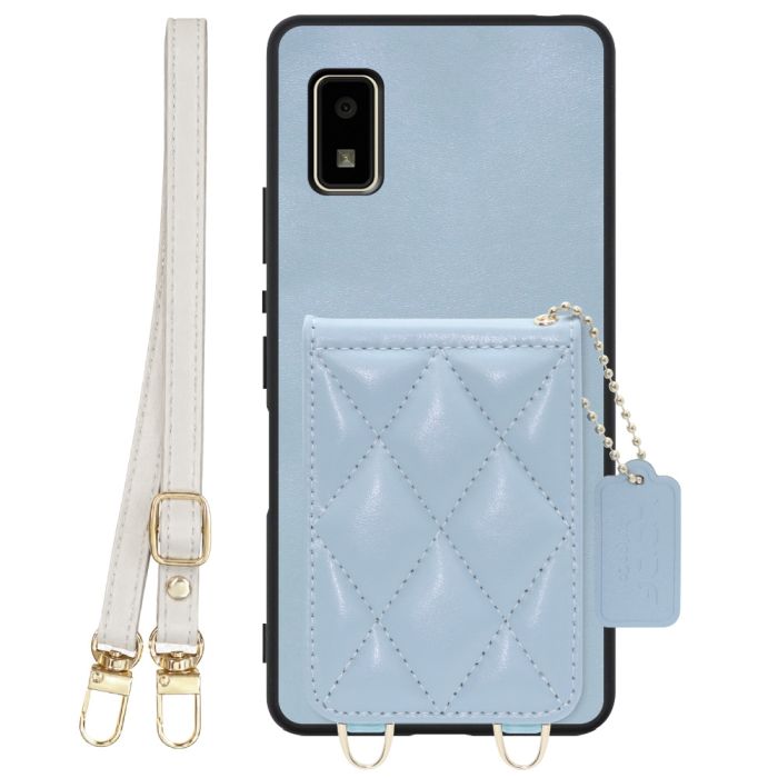 [ LOOF SWEET-SHELL SHOULDER  ] AQUOS wish2 / wish  スマホケース キルティング加工のカードケース付き ロングストラップ付き マグネット内蔵 カード収納 本革 [ AQUOS wish/wish2 ]