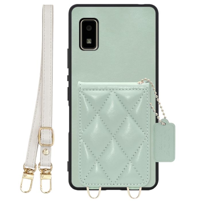 [ LOOF SWEET-SHELL SHOULDER  ] AQUOS wish2 / wish  スマホケース キルティング加工のカードケース付き ロングストラップ付き マグネット内蔵 カード収納 本革 [ AQUOS wish/wish2 ]