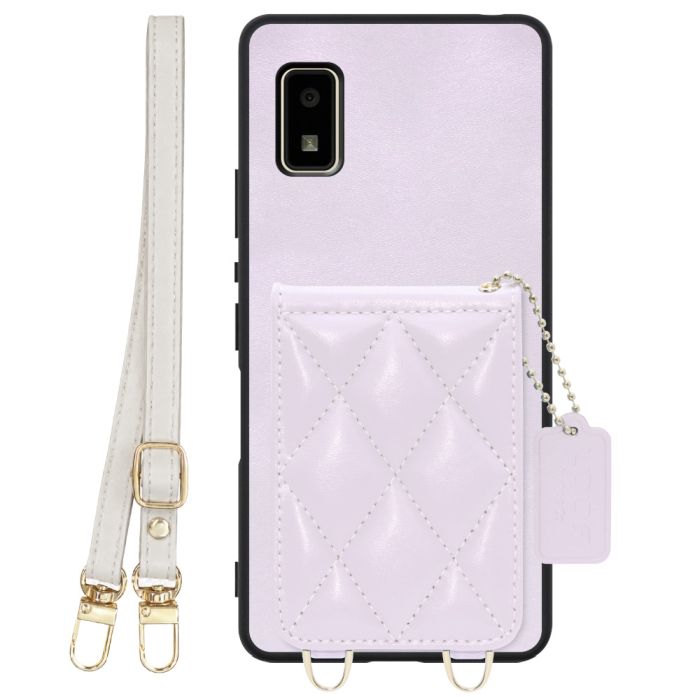 [ LOOF SWEET-SHELL SHOULDER  ] AQUOS wish2 / wish  スマホケース キルティング加工のカードケース付き ロングストラップ付き マグネット内蔵 カード収納 本革 [ AQUOS wish/wish2 ]