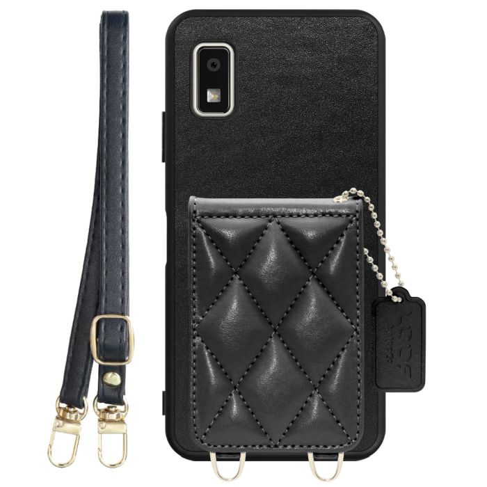 [ LOOF SWEET-SHELL SHOULDER  ] AQUOS wish3 SH-53D / A303SH / A302SH  スマホケース キルティング加工のカードケース付き ロングストラップ付き マグネット内蔵 カード収納 本革 [ AQUOS wish3 ]