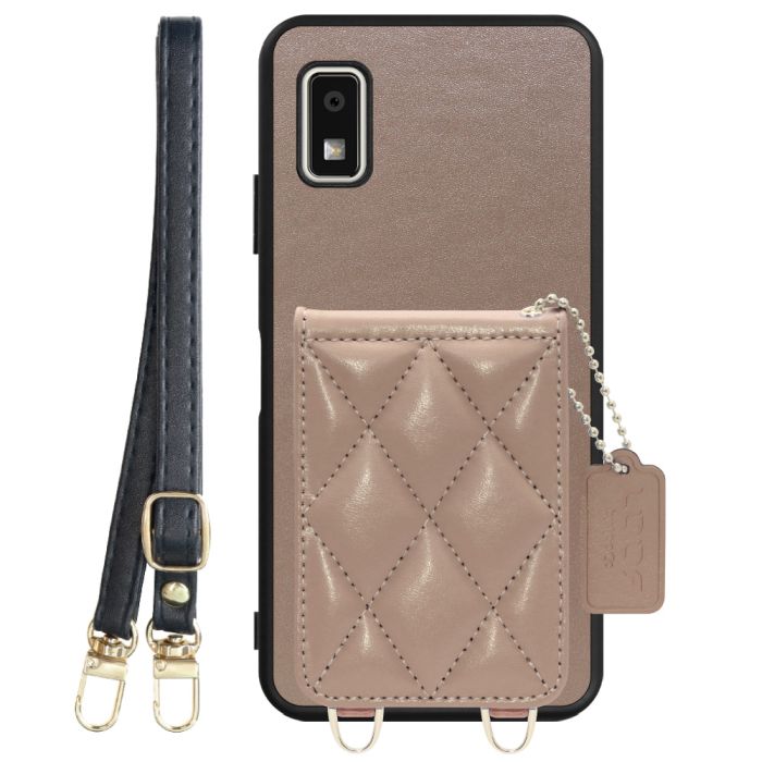 [ LOOF SWEET-SHELL SHOULDER  ] AQUOS wish3 SH-53D / A303SH / A302SH  スマホケース キルティング加工のカードケース付き ロングストラップ付き マグネット内蔵 カード収納 本革 [ AQUOS wish3 ]