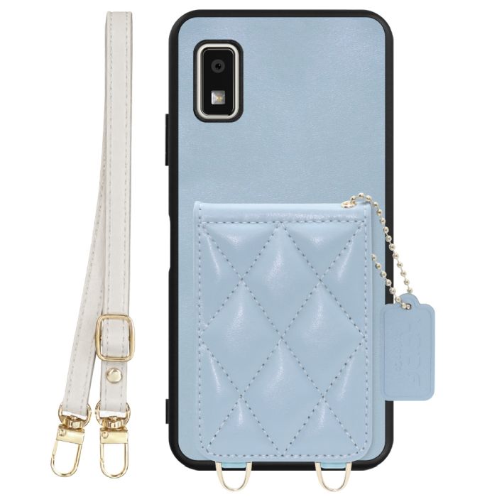[ LOOF SWEET-SHELL SHOULDER  ] AQUOS wish3 SH-53D / A303SH / A302SH  スマホケース キルティング加工のカードケース付き ロングストラップ付き マグネット内蔵 カード収納 本革 [ AQUOS wish3 ]