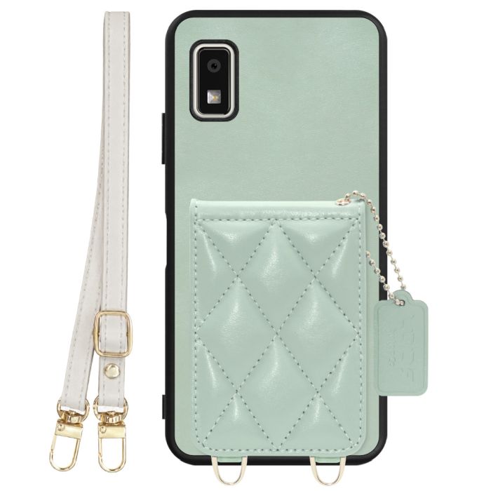 [ LOOF SWEET-SHELL SHOULDER  ] AQUOS wish3 SH-53D / A303SH / A302SH  スマホケース キルティング加工のカードケース付き ロングストラップ付き マグネット内蔵 カード収納 本革 [ AQUOS wish3 ]