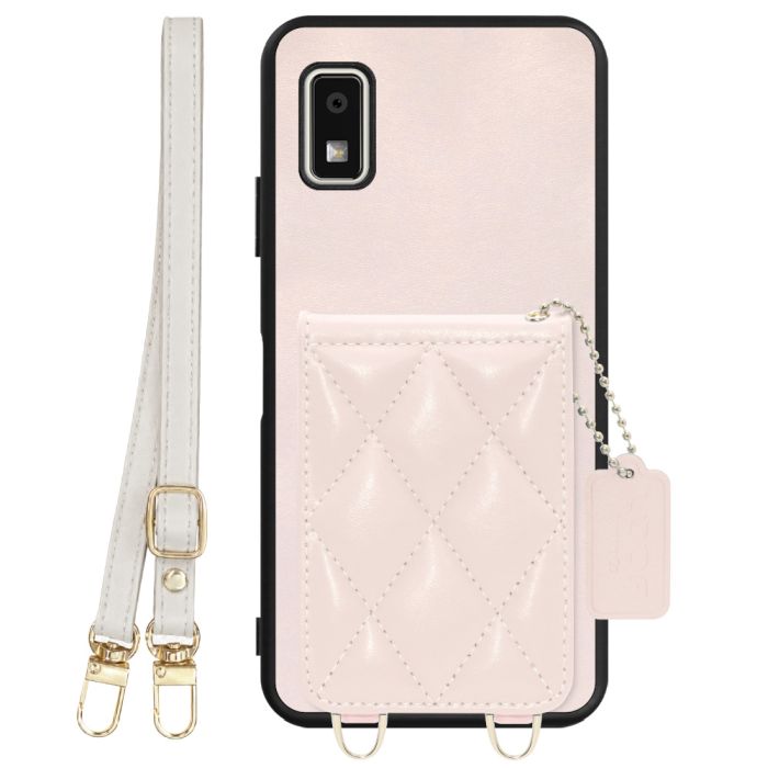 [ LOOF SWEET-SHELL SHOULDER  ] AQUOS wish3 SH-53D / A303SH / A302SH  スマホケース キルティング加工のカードケース付き ロングストラップ付き マグネット内蔵 カード収納 本革 [ AQUOS wish3 ]