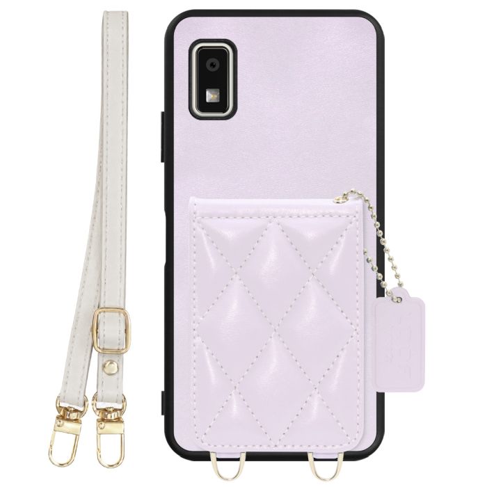 [ LOOF SWEET-SHELL SHOULDER  ] AQUOS wish3 SH-53D / A303SH / A302SH  スマホケース キルティング加工のカードケース付き ロングストラップ付き マグネット内蔵 カード収納 本革 [ AQUOS wish3 ]