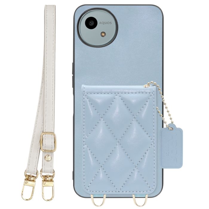 [ LOOF SWEET-SHELL SHOULDER  ] AQUOS wish4 SH-52E スマホケース キルティング加工のカードケース付き ロングストラップ付き マグネット内蔵 カード収納 本革 [ AQUOS wish4 ]