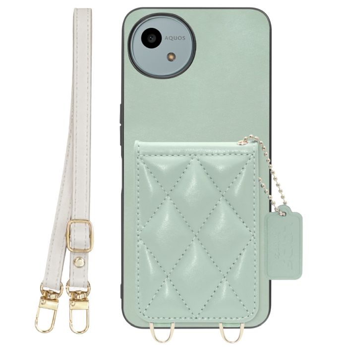 [ LOOF SWEET-SHELL SHOULDER  ] AQUOS wish4 SH-52E スマホケース キルティング加工のカードケース付き ロングストラップ付き マグネット内蔵 カード収納 本革 [ AQUOS wish4 ]