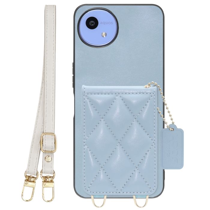 [ LOOF SWEET-SHELL SHOULDER  ] AQUOS wish5 アクオス SH-52F スマホケース キルティング加工のカードケース付き ロングストラップ付き マグネット内蔵 カード収納 本革 [ AQUOS wish5 ]