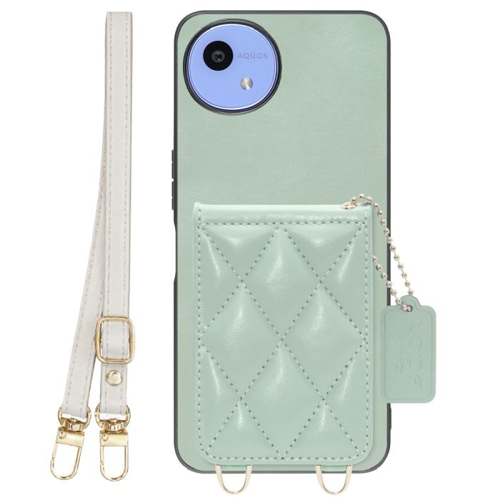 [ LOOF SWEET-SHELL SHOULDER  ] AQUOS wish5 アクオス SH-52F スマホケース キルティング加工のカードケース付き ロングストラップ付き マグネット内蔵 カード収納 本革 [ AQUOS wish5 ]
