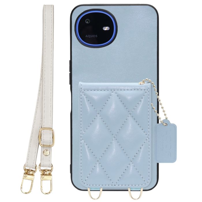[ LOOF SWEET-SHELL SHOULDER  ] AQUOS wish6 SH-M36 スマホケース キルティング加工のカードケース付き ロングストラップ付き マグネット内蔵 カード収納 本革 [ AQUOS wish6 ]