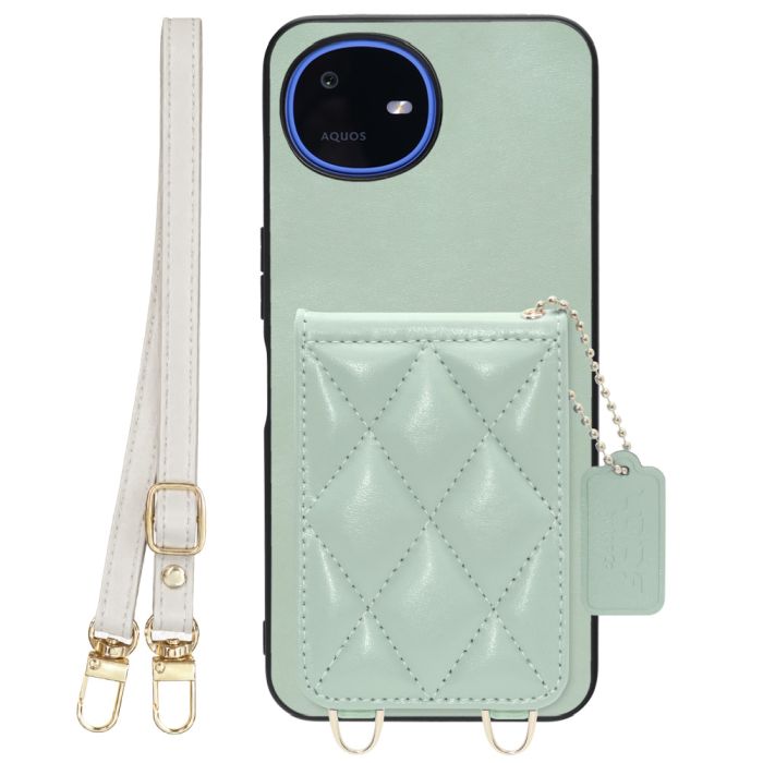 [ LOOF SWEET-SHELL SHOULDER  ] AQUOS wish6 SH-M36 スマホケース キルティング加工のカードケース付き ロングストラップ付き マグネット内蔵 カード収納 本革 [ AQUOS wish6 ]