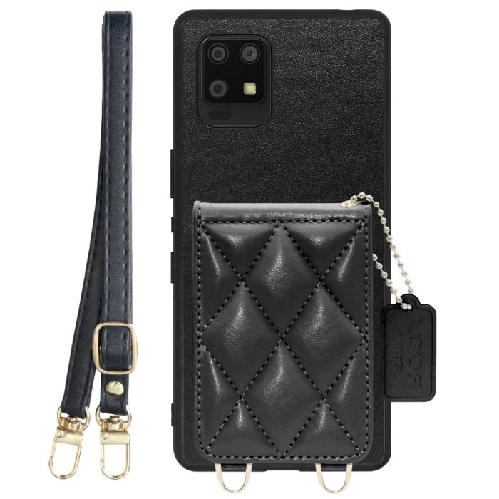 [ LOOF SWEET-SHELL SHOULDER  ] AQUOS zero6 SHG04 zero 6 スマホケース キルティング加工のカードケース付き ロングストラップ付き マグネット内蔵 カード収納 本革 [ AQUOS zero6 ]