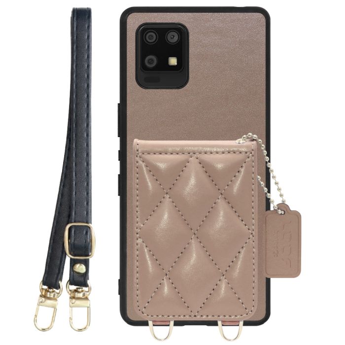[ LOOF SWEET-SHELL SHOULDER  ] AQUOS zero6 SHG04 zero 6 スマホケース キルティング加工のカードケース付き ロングストラップ付き マグネット内蔵 カード収納 本革 [ AQUOS zero6 ]
