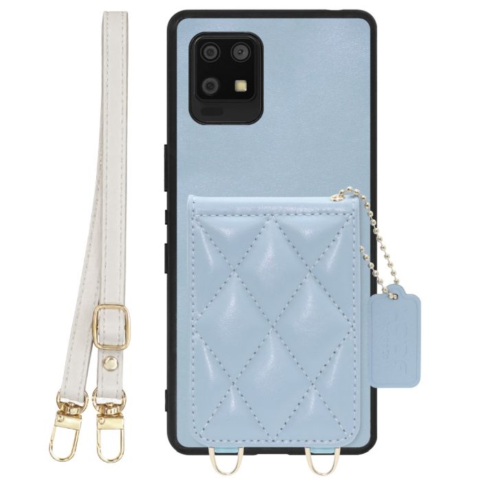 [ LOOF SWEET-SHELL SHOULDER  ] AQUOS zero6 SHG04 zero 6 スマホケース キルティング加工のカードケース付き ロングストラップ付き マグネット内蔵 カード収納 本革 [ AQUOS zero6 ]