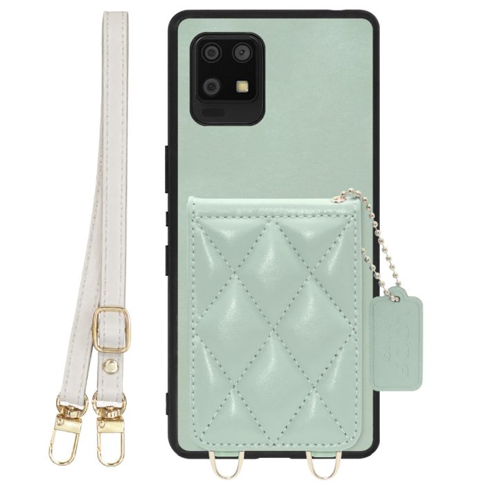 [ LOOF SWEET-SHELL SHOULDER  ] AQUOS zero6 SHG04 zero 6 スマホケース キルティング加工のカードケース付き ロングストラップ付き マグネット内蔵 カード収納 本革 [ AQUOS zero6 ]
