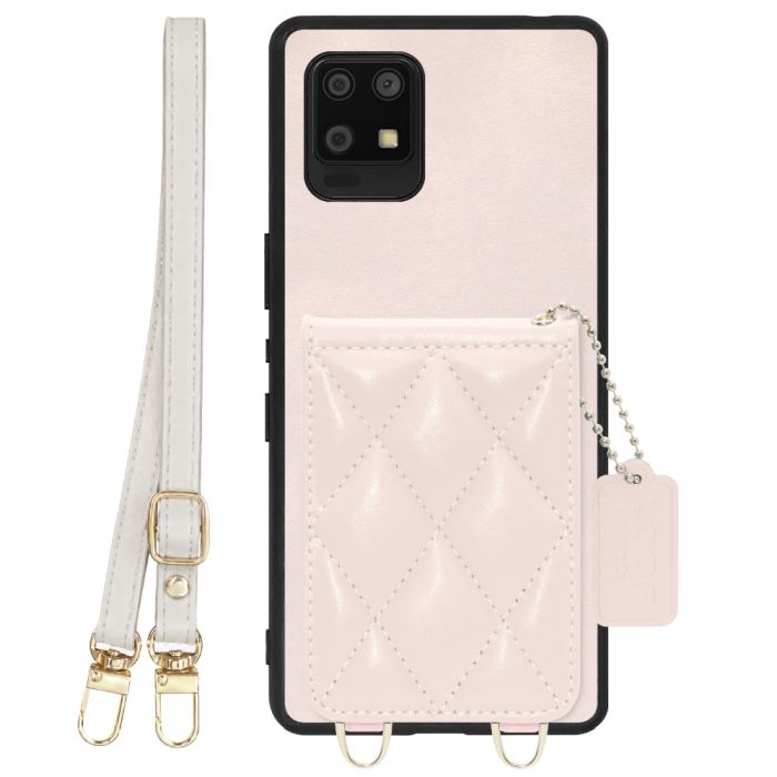 [ LOOF SWEET-SHELL SHOULDER  ] AQUOS zero6 SHG04 zero 6 スマホケース キルティング加工のカードケース付き ロングストラップ付き マグネット内蔵 カード収納 本革 [ AQUOS zero6 ]