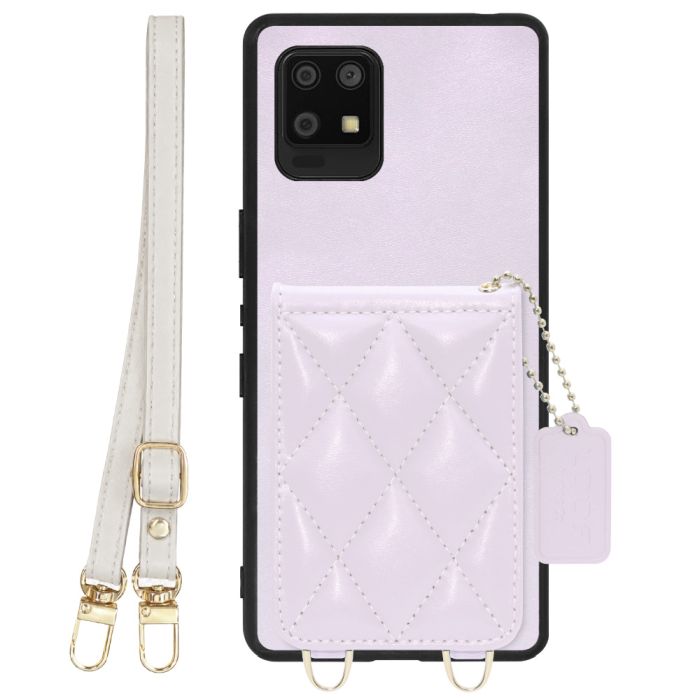[ LOOF SWEET-SHELL SHOULDER  ] AQUOS zero6 SHG04 zero 6 スマホケース キルティング加工のカードケース付き ロングストラップ付き マグネット内蔵 カード収納 本革 [ AQUOS zero6 ]