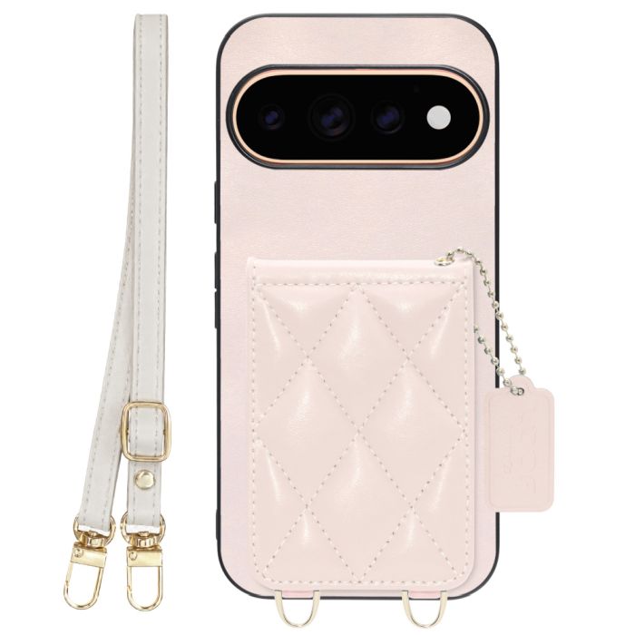 [ LOOF SWEET-SHELL SHOULDER  ] Google Pixel 11 Pro  スマホケース キルティング加工のカードケース付き ロングストラップ付き マグネット内蔵 カード収納 本革 [ Google Pixel 11 Pro ]
