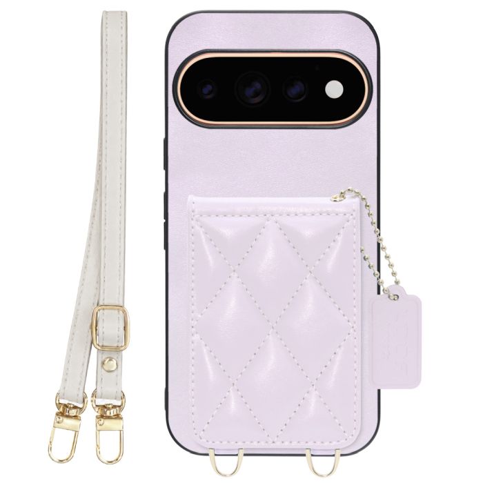 [ LOOF SWEET-SHELL SHOULDER  ] Google Pixel 11 Pro  スマホケース キルティング加工のカードケース付き ロングストラップ付き マグネット内蔵 カード収納 本革 [ Google Pixel 11 Pro ]