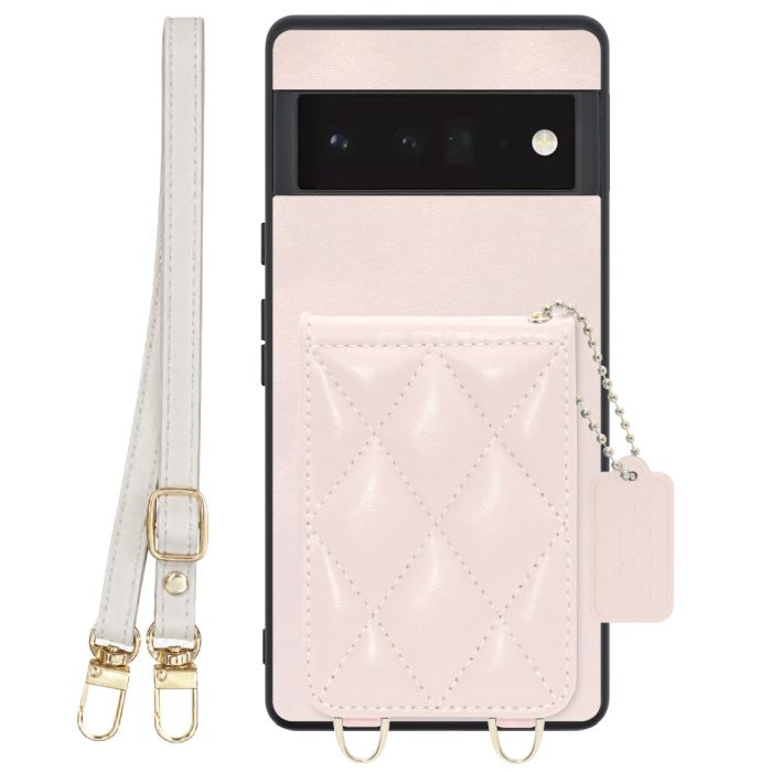 [ LOOF SWEET-SHELL SHOULDER  ] Google Pixel 6 Pro Googlepixel6pro 6pro プロ ピクセル6pro スマホケース キルティング加工のカードケース付き ロングストラップ付き マグネット内蔵 カード収納 本革 [ Google Pixel 6 Pro ]
