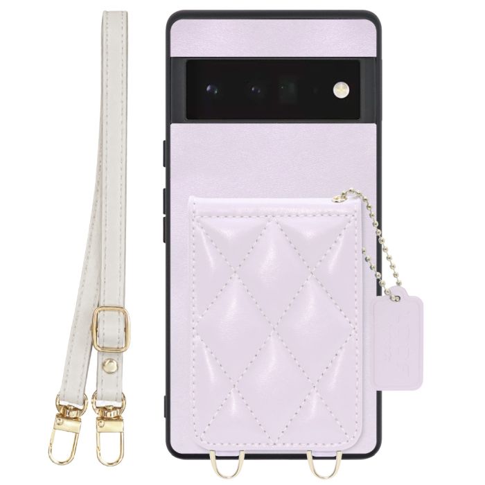 [ LOOF SWEET-SHELL SHOULDER  ] Google Pixel 6 Pro Googlepixel6pro 6pro プロ ピクセル6pro スマホケース キルティング加工のカードケース付き ロングストラップ付き マグネット内蔵 カード収納 本革 [ Google Pixel 6 Pro ]