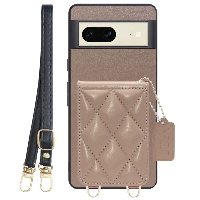 [ LOOF SWEET-SHELL SHOULDER  ] Google pixel 7 googlepixel7 pixel7 ピクセル7 スマホケース キルティング加工のカードケース付き ロングストラップ付き マグネット内蔵 カード収納 本革 [ Google Pixel 7 ]