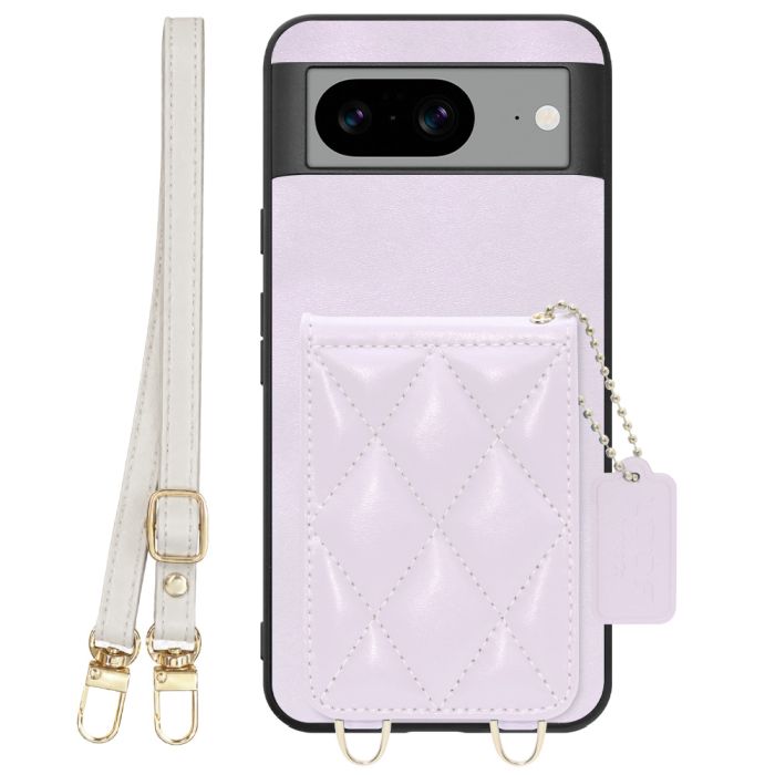 [ LOOF SWEET-SHELL SHOULDER  ] Google pixel 8 googlepixel8 Pixel8 ピクセル8 スマホケース キルティング加工のカードケース付き ロングストラップ付き マグネット内蔵 カード収納 本革 [ Google Pixel 8 ]