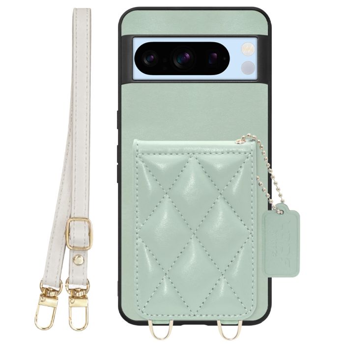 [ LOOF SWEET-SHELL SHOULDER  ] Google pixel 8 Pro googlepixel8pro Pixel8 8Pro プロ ピクセル8Pro スマホケース キルティング加工のカードケース付き ロングストラップ付き マグネット内蔵 カード収納 本革 [ Google Pixel 8 Pro ]