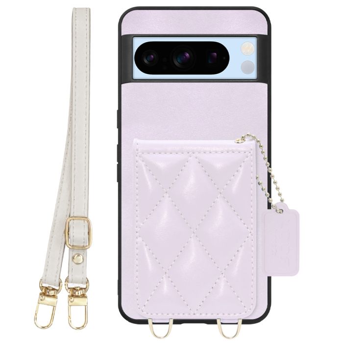 [ LOOF SWEET-SHELL SHOULDER  ] Google pixel 8 Pro googlepixel8pro Pixel8 8Pro プロ ピクセル8Pro スマホケース キルティング加工のカードケース付き ロングストラップ付き マグネット内蔵 カード収納 本革 [ Google Pixel 8 Pro ]