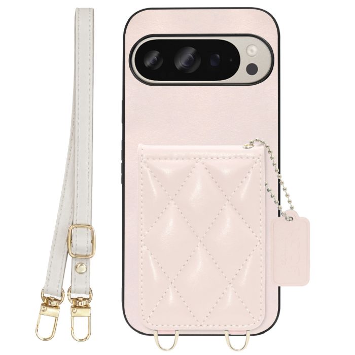 [ LOOF SWEET-SHELL SHOULDER  ] Google Pixel 9 / 9 Pro Google Pixel9 Pixel9pro ピクセル9 ピクセル9プロ スマホケース キルティング加工のカードケース付き ロングストラップ付き マグネット内蔵 カード収納 本革 [ Google Pixel 9 / 9 Pro ]