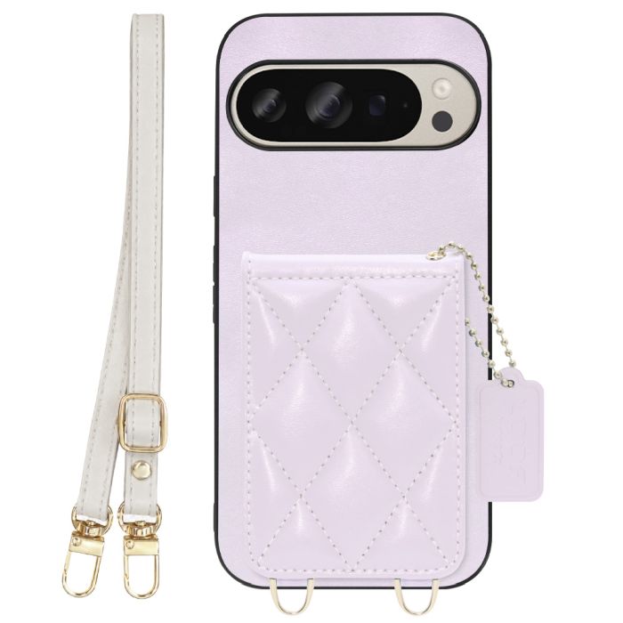 [ LOOF SWEET-SHELL SHOULDER  ] Google Pixel 9 / 9 Pro Google Pixel9 Pixel9pro ピクセル9 ピクセル9プロ スマホケース キルティング加工のカードケース付き ロングストラップ付き マグネット内蔵 カード収納 本革 [ Google Pixel 9 / 9 Pro ]