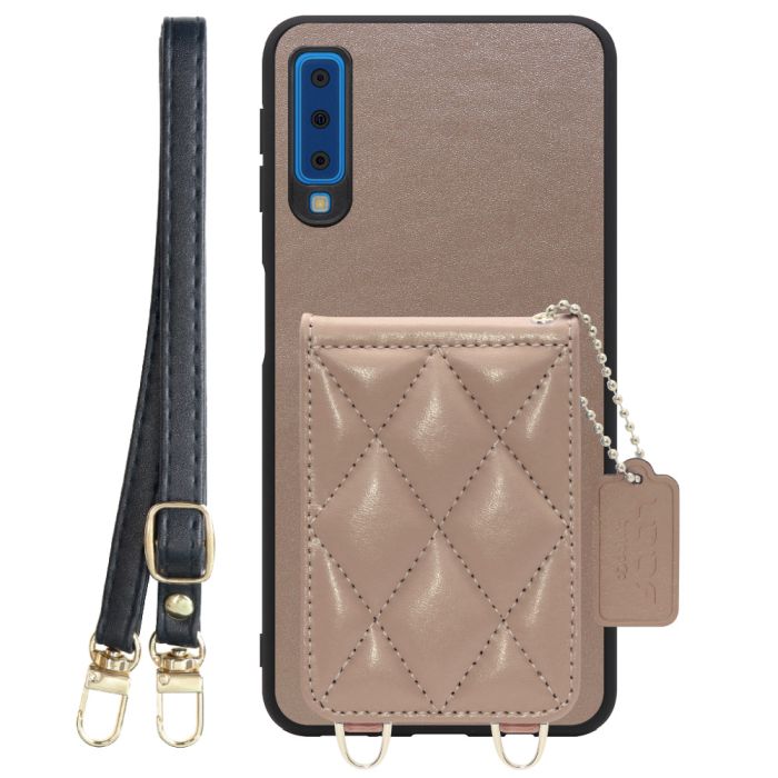 [ LOOF SWEET-SHELL SHOULDER  ] Galaxy A7 SM-A750C galaxya7 スマホケース キルティング加工のカードケース付き ロングストラップ付き マグネット内蔵 カード収納 本革 [ Galaxy A7 ]
