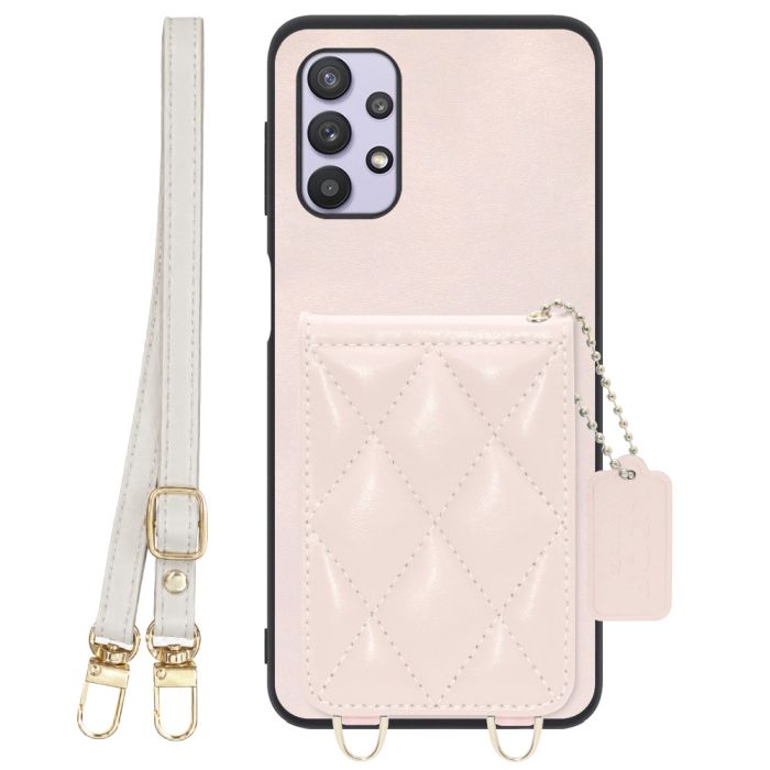 [ LOOF SWEET-SHELL SHOULDER  ] Galaxy A32 5G SCG08 a325g スマホケース キルティング加工のカードケース付き ロングストラップ付き マグネット内蔵 カード収納 本革 [ Galaxy A32 5G ]