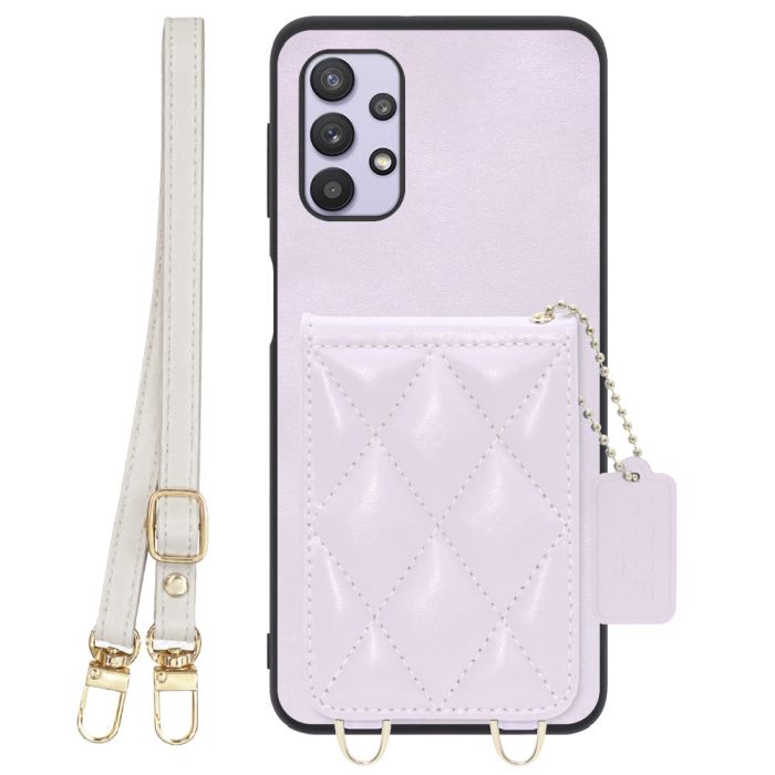 [ LOOF SWEET-SHELL SHOULDER  ] Galaxy A32 5G SCG08 a325g スマホケース キルティング加工のカードケース付き ロングストラップ付き マグネット内蔵 カード収納 本革 [ Galaxy A32 5G ]
