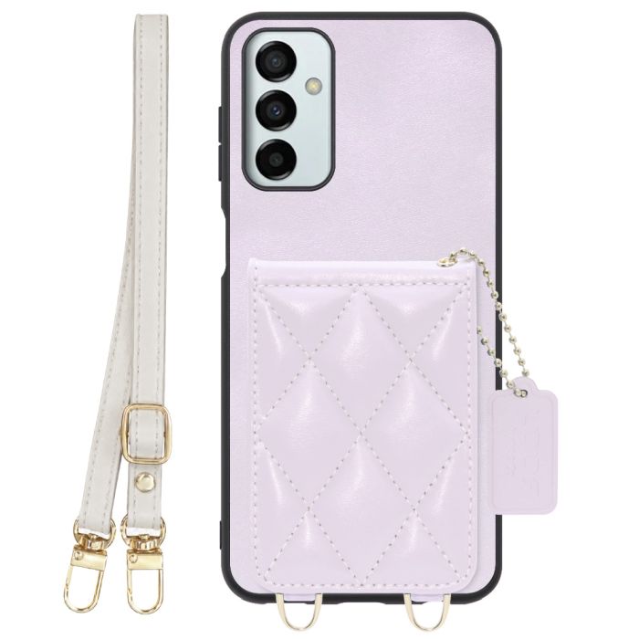 [ LOOF SWEET-SHELL SHOULDER  ] Galaxy M23 5G m235g スマホケース キルティング加工のカードケース付き ロングストラップ付き マグネット内蔵 カード収納 本革 [ Galaxy M23 5G ]